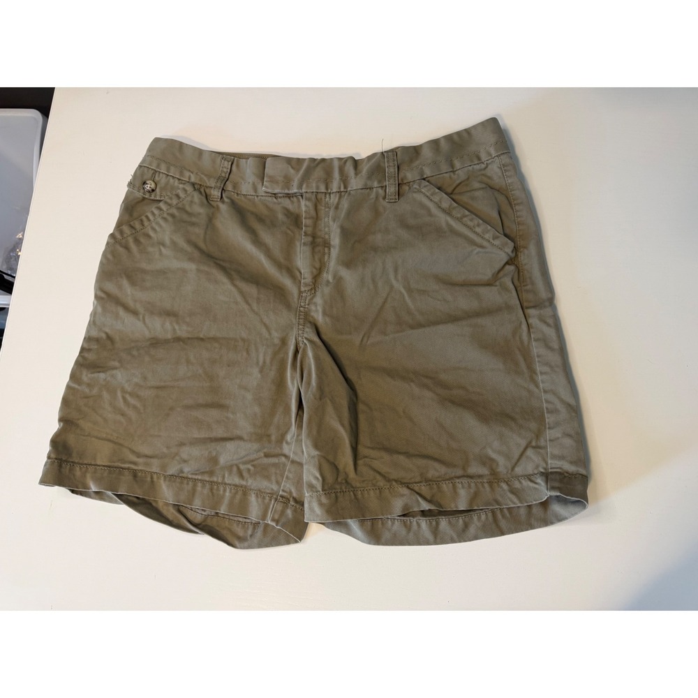 Old Navy Womens Classic Rise Chino Shorts Olive Green Cotton Twill Size 14